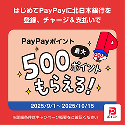 はじめてPayPayに北日本銀行を登録、チャージ＆支払いでPayPayポイント最大500ポイントもらえる！