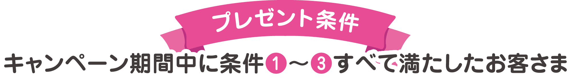 プレゼント条件 キャンペーン期間中に条件①～③すべて満たしたお客さま