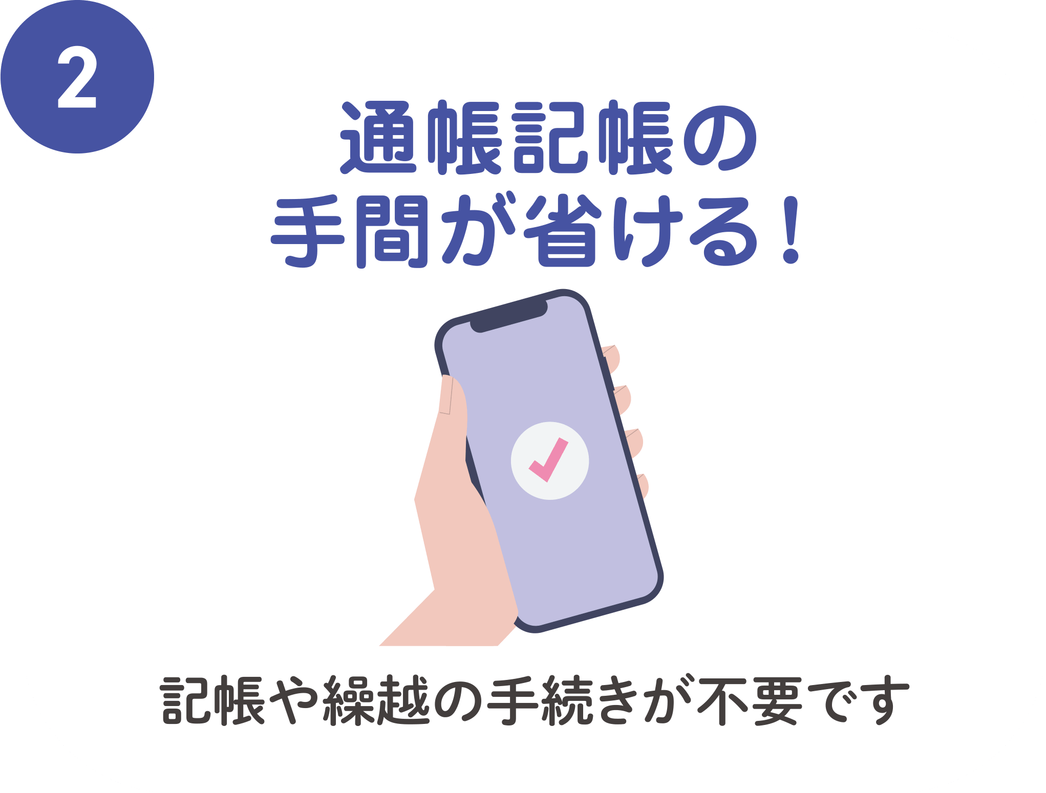 通帳記帳の手間が省ける！記帳や繰越の手続きが不要です